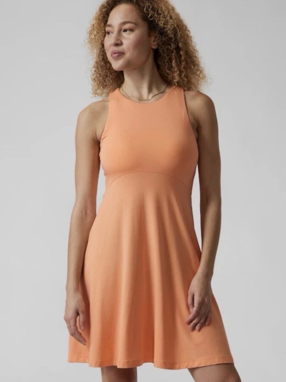 Athleta Santorini Thera Dress Cactus Peach Modal Stretch Swing Dress L Tall